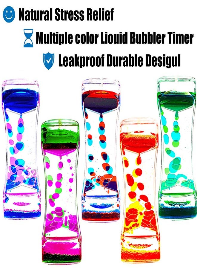 FKYTION Liquid Motion Bubbler Timer Pack of 5 Colorful Hourglass Liquid Bubbler ADHD Fidget Toy Sensory Toy Anxiety Toys Autism Toys Children Activity Calm Relaxing for Kids Teenager Adults - Image 3